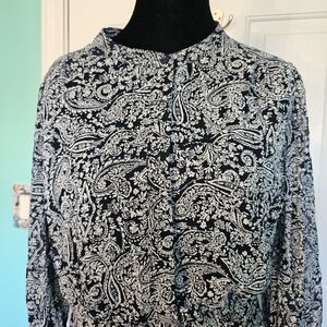 Versona Navy and White Paisley Dress Ruffled Hem and Shorts Liner Women's Sz M